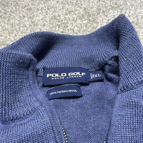 Polo Golf Ralph Lauren 100% Merino Wool Half-Zip Sweater XL Blue Pullover - Picture 4 of 8
